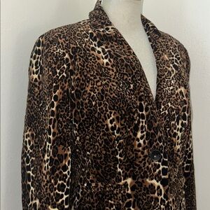 Focus 2000 leopard print velvet print jacket m medium brown black blazer